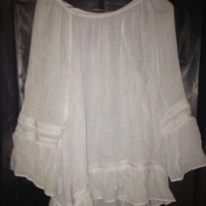 Flowy White Bell Sleeved Top Size XL